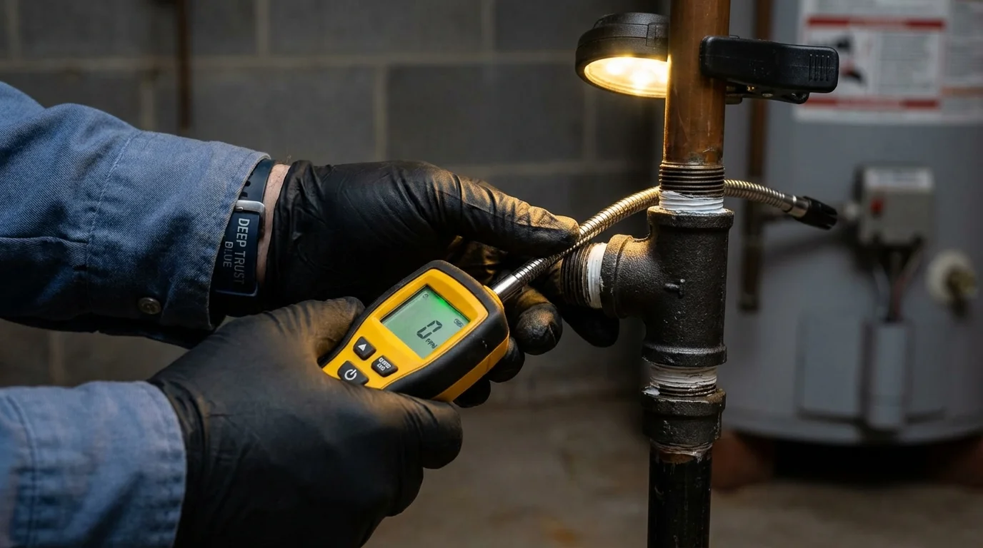 Gas leak detection with electronic sniffer by Johns Plumbing LLC in La Plata